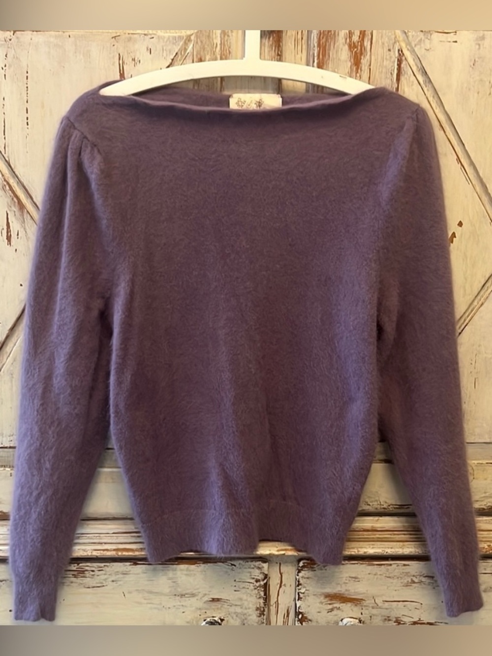 Vintage ANGORA puckered shoulder sweater